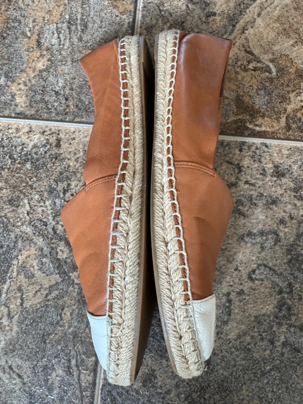 Tory Burch Colorblock Nappa Leather Espadrille Shoes- Tan, Women’s Size 9.5M